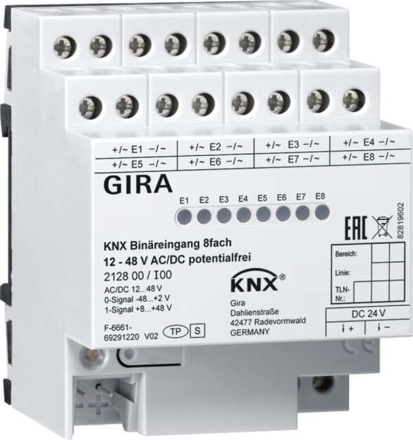 2128 00 KNX 12-48VAC/DC INGRESSO BINARIO 8P. 