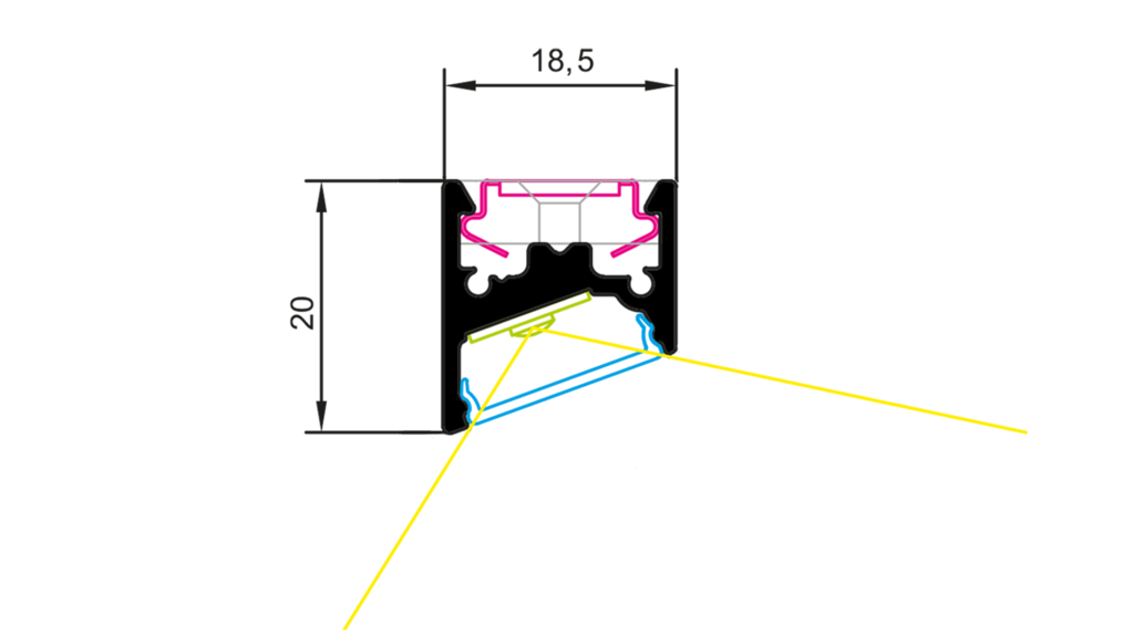 A1-2000 AL 18,5x20 20° MAX.20W PROFILO ALU 2M BI 