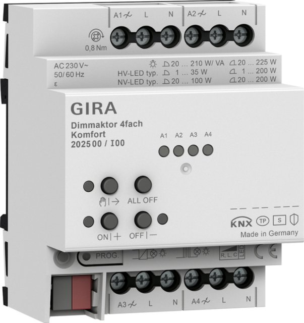 2025 00 KNX 4X225W KOMFORT ATTUATORE DIMMER 