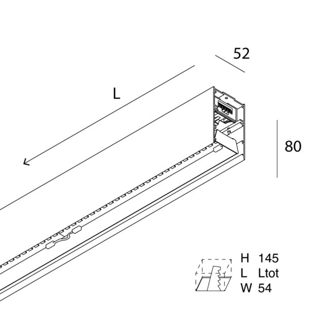 LUCKY EVO LED 38W 3K WS L=1687 DALI PROFIL LINEAR 