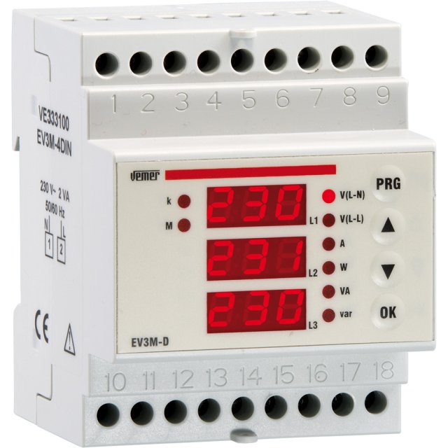 EV3M-4DIN  MULTIMETER TRIFASE 