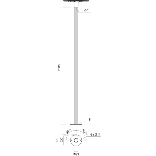 SPILLO 2,8M FT MAST+FLANSCHE ANTHRAZIT 